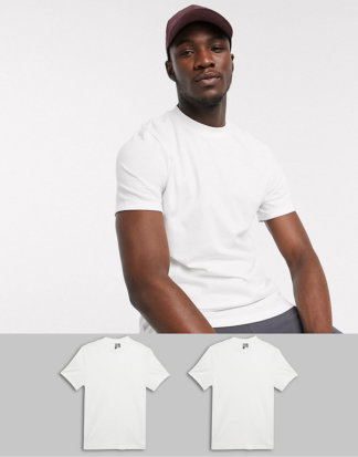 ASOS DESIGN Tall - T-Shirts aus Bio-Baumwolle mit Rundhalsausschnitt, SPECIAL OFFER: 2er-Pack-Weiß