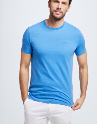 Baumwoll-T-Shirt Clark, azur-blau